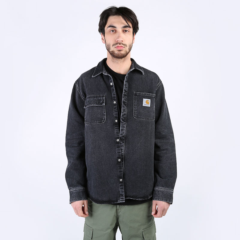 мужская серая рубашка Carhartt WIP Sallnac Shirt Jac I027545-black - цена, описание, фото 2